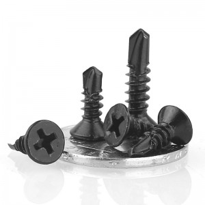 ฟอสเฟตดำ ออกไซด์สีดำ Countersunk สกรูเจาะหัวแบน DIN968 สกรูเจาะตัวเอง